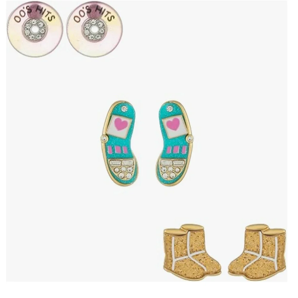 Madison Tyler Stud Earring Set 80's 90's Flashback New with Dust Pouch 3 Pairs